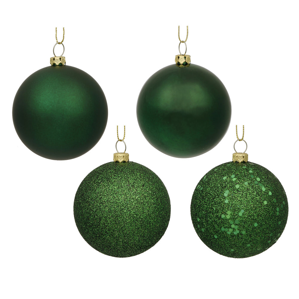 2.75" 4-Finish Shatterproof Ball Ornament Set - Emerald - Set of 20 Emerald – Box of 24 — view 4
