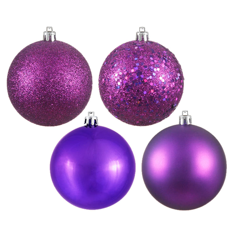 2.75" 4-Finish Shatterproof Ball Ornament Set - Plum - Set of 20 Plum – Box of 20