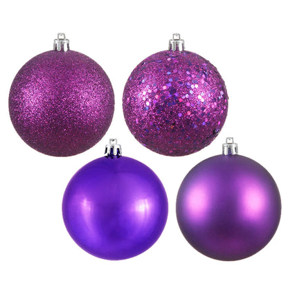 2.75" 4-Finish Shatterproof Ball Ornament Set - Plum - Set of 20 Plum – Box of 20 — view 3