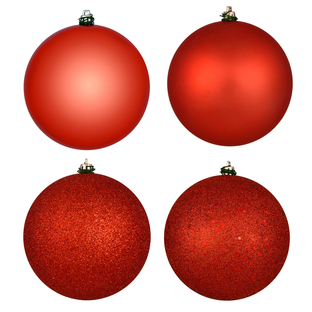 2.75" - 4 Finish Shatterproof Ornaments with Drilled and Loop Cap - Set of 20