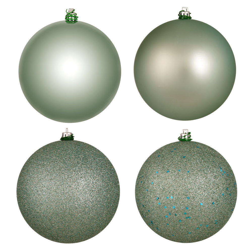 2.75" 4-Finish Shatterproof Ball Ornament Set - Frosty Mint - Set of 20 Frosty Mint – Box of 24 — view 3