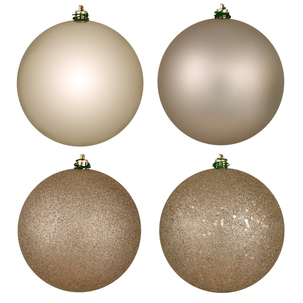 2.75" - 4 Finish Shatterproof Ornaments with Drilled and Loop Cap - Set of 20