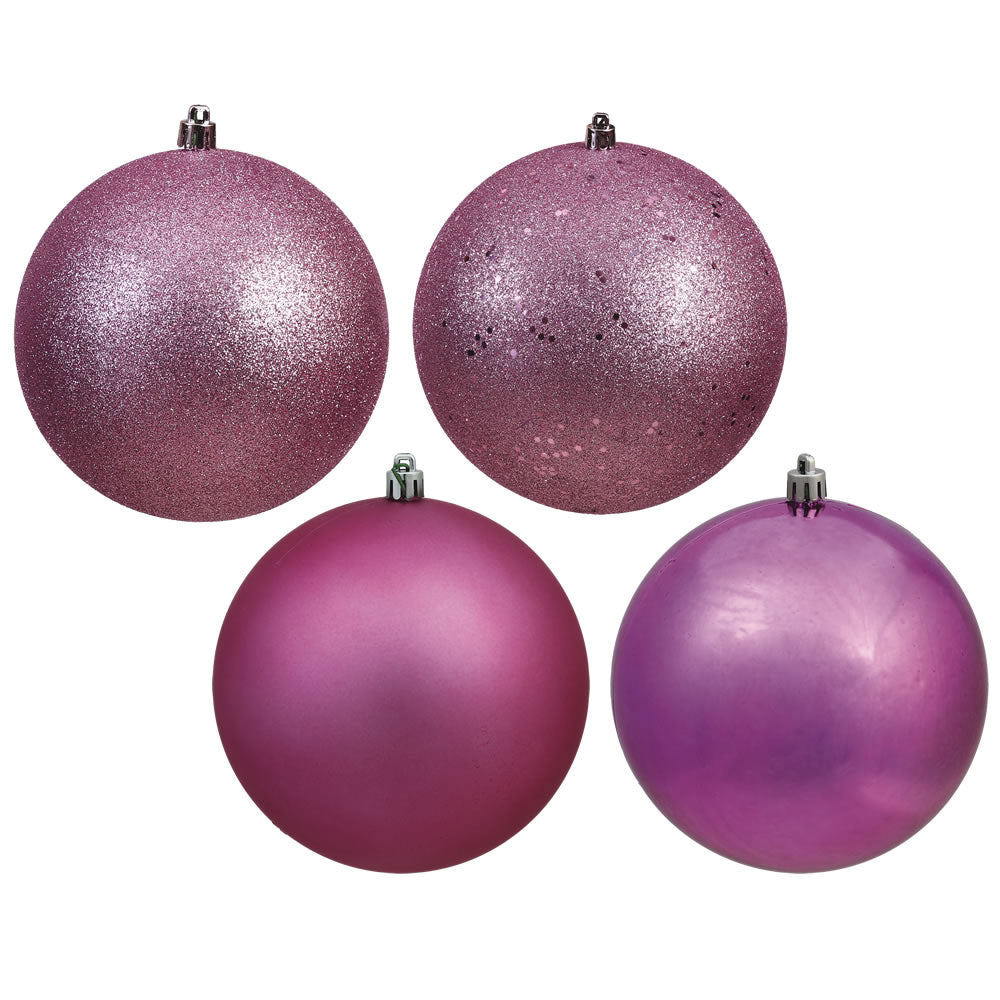 2.75" 4-Finish Shatterproof Ball Ornament Set - Mauve - Set of 20 Mauve – Box of 24 — view 3
