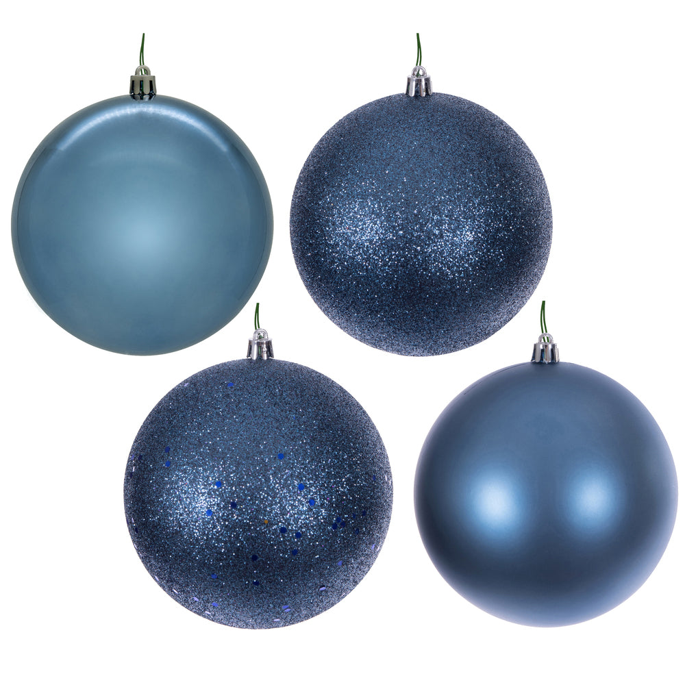 2.75" - 4 Finish Shatterproof Ornaments with Drilled and Loop Cap - Set of 20