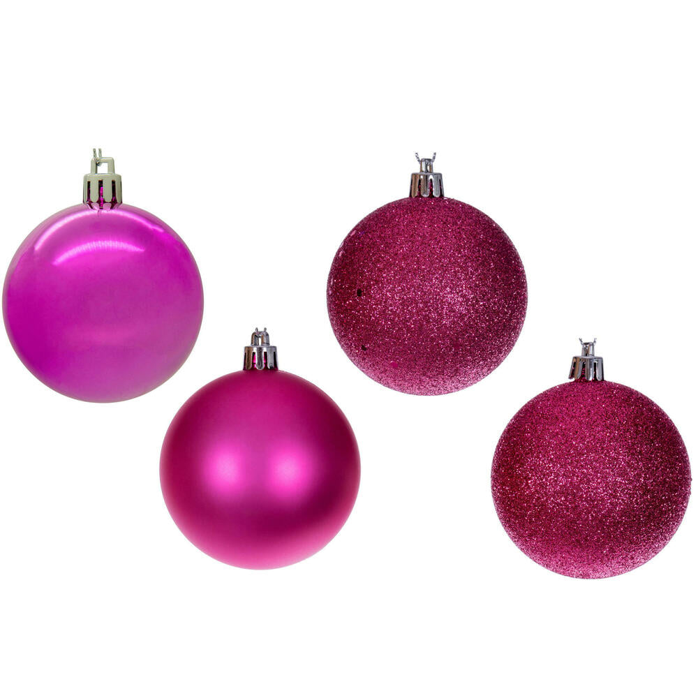 2.75" 4-Finish Shatterproof Ball Ornament Set - Hot Pink - Set of 20 Hot Pink – Box of 20 — view 6
