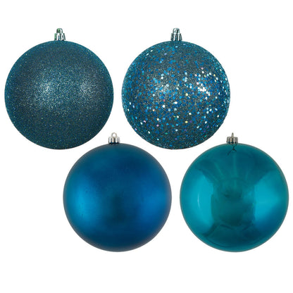 2.75" 4-Finish Shatterproof Ball Ornament Set - Sea Blue - Set of 20 Sea Blue – Box of 24 — view 3