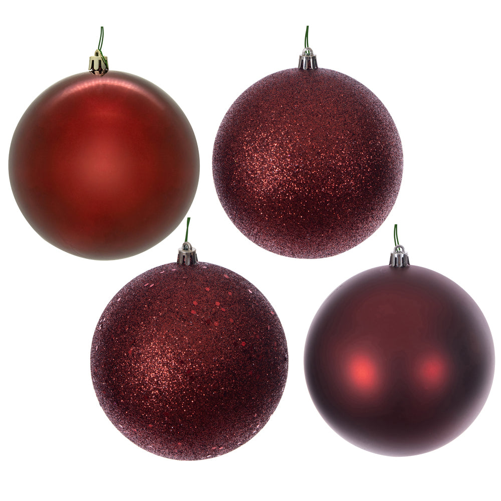 2.75" - 4 Finish Shatterproof Ornaments with Drilled and Loop Cap - Set of 20