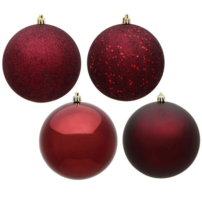 2.75" 4-Finish Shatterproof Ball Ornament Set - Burgundy - Set of 20 Burgundy – Box of 20 — view 3