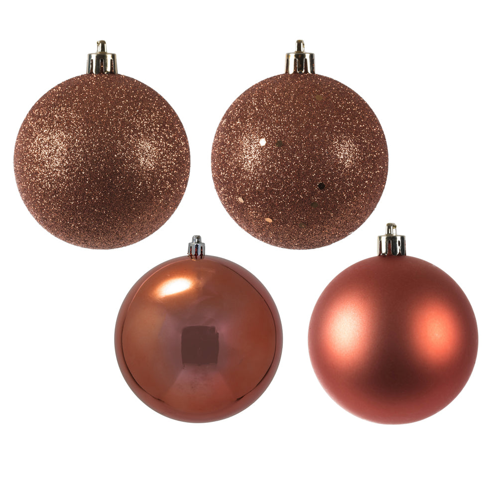 2.75" - 4 Finish Shatterproof Ornaments with Drilled and Loop Cap - Set of 20