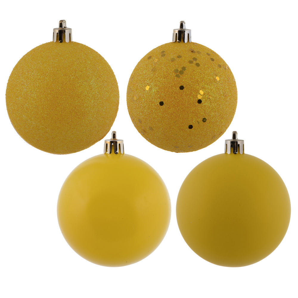 2.75" - 4 Finish Shatterproof Ornaments with Drilled and Loop Cap - Set of 20
