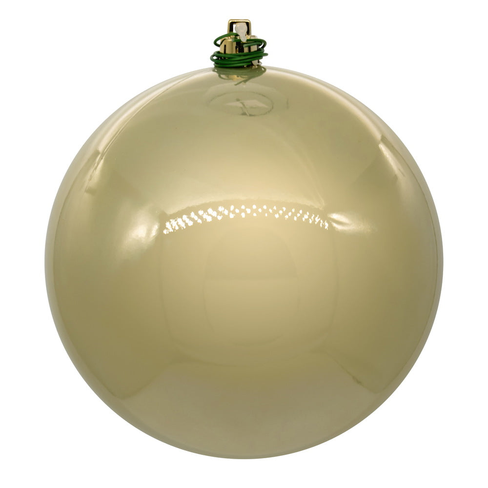 4" Shatterproof Ball Ornament - Champagne - Pearl - UV Treated - Bag of 6 4" (Set of 6)- Pearl (UV) — view 1