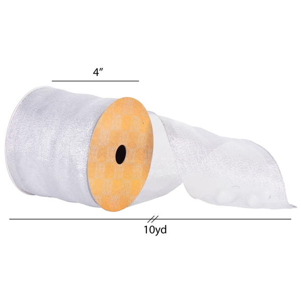 4" x 10 Yards Pale Blue Shiny Wired Ribbon