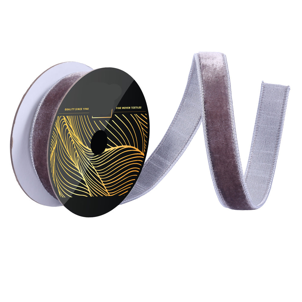 1" Ribbon - Velvet Dupion - 10 Yard Roll - Pewter 1"- 10 yard — view 1