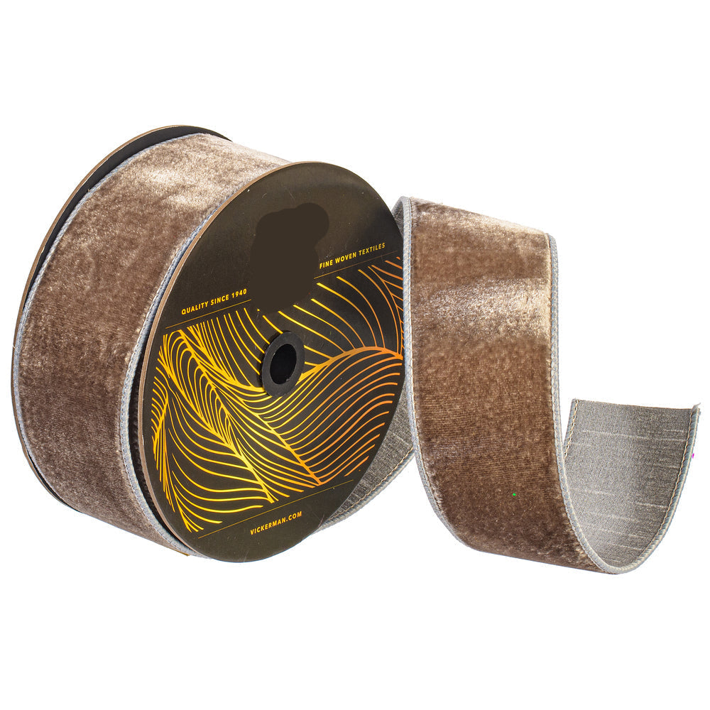 2.5" Ribbon - Velvet Dupion - 10 Yard Roll - Pewter 2.5"- 10 yard — view 1