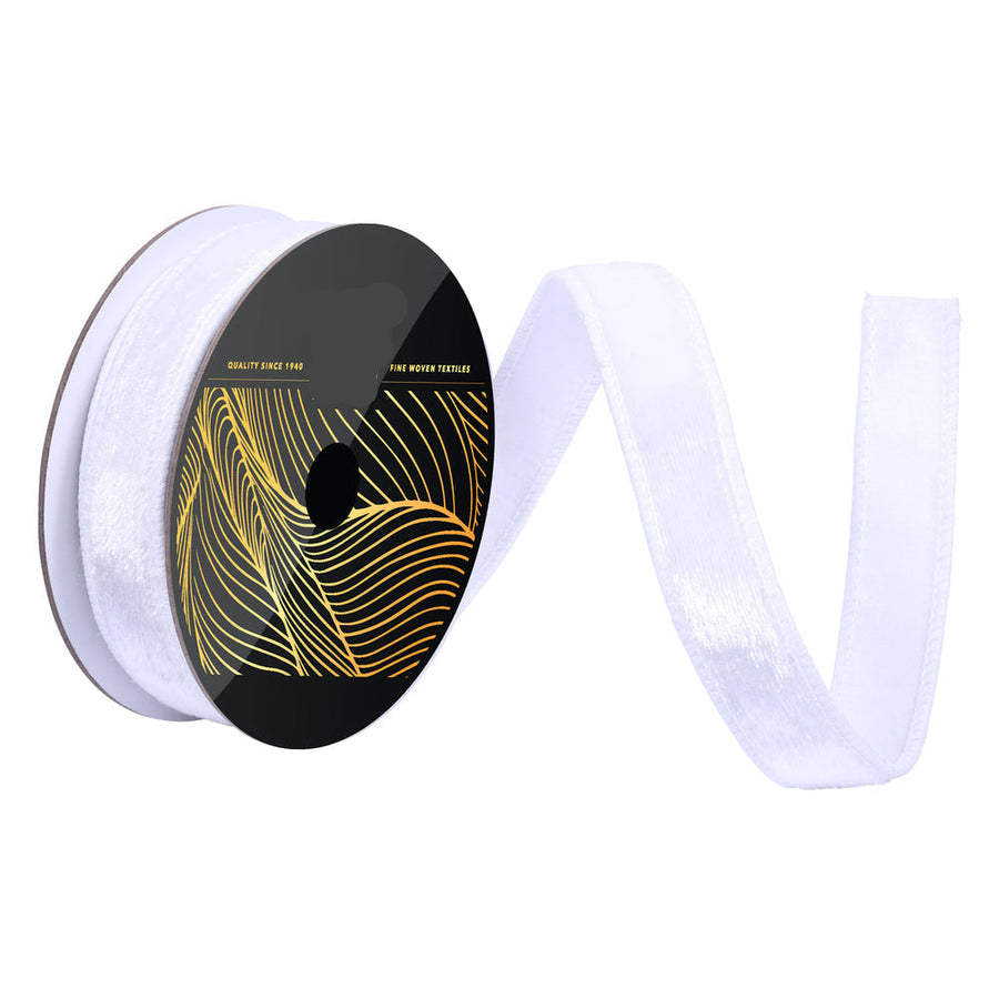 1" Ribbon - Velvet Luster - 10 Yard Roll - White White- 1"- 10 yard