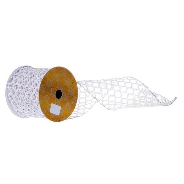 2.5" x 10 Yards White Glittr Sequin Net Ribbon