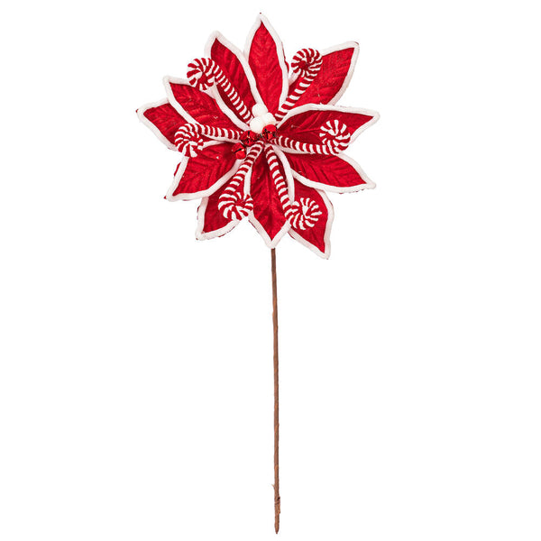 21.5" Red Candy Cane Poinsettia Spray- Set of 4