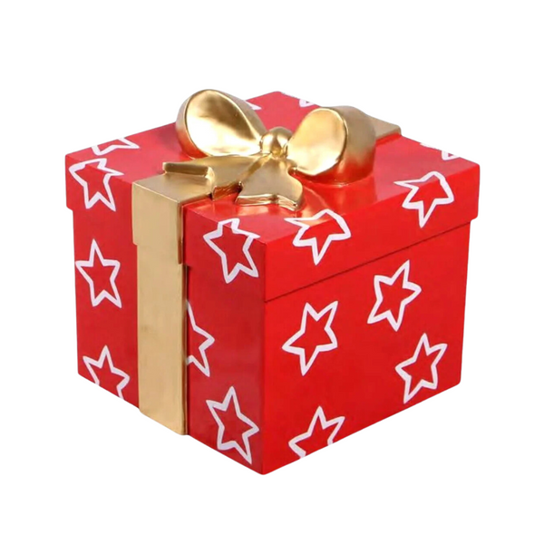 16.75" x 16" Red Gift with Gold Ribbon