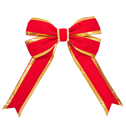48" Canvas Structural Christmas Bow - Red with Gold Trim - UV Treated 48"- Red- Gold — view 1