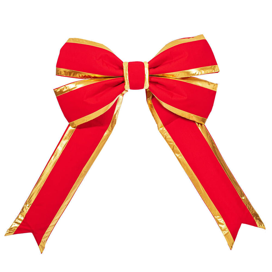 36" Canvas Structural Christmas Bow - Red with Gold Trim - UV Treated 36"- Red- Gold