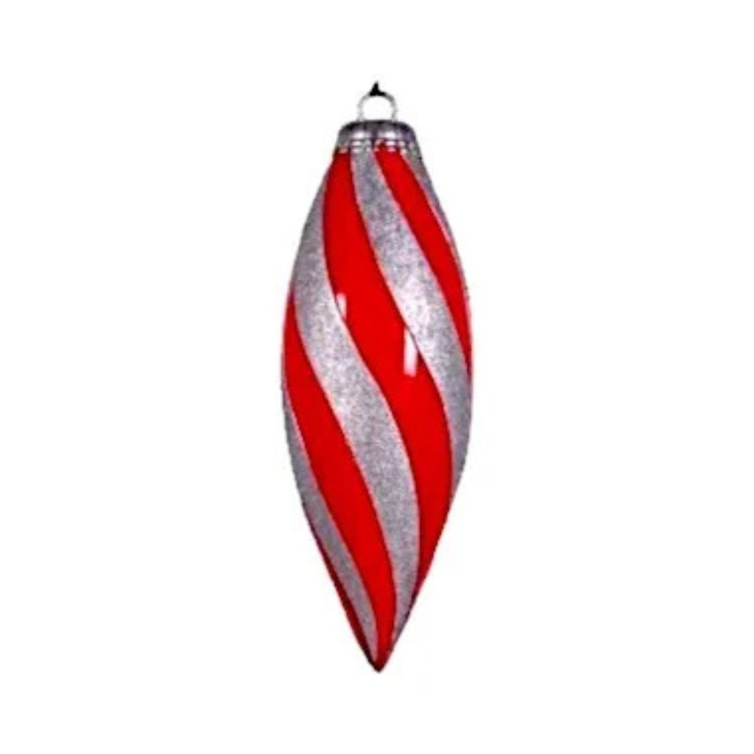 34" Finial Drop Ornament Resin Display - Red / Silver 38"- Red / Silver — view 1