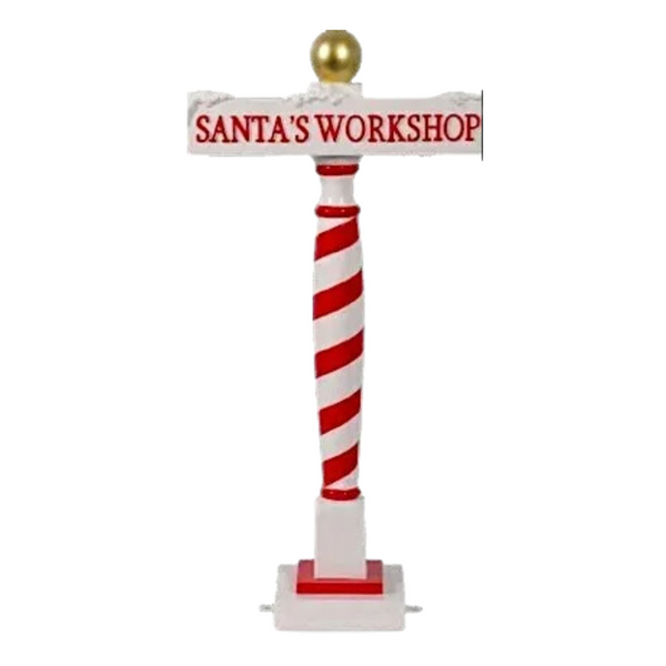 35 Inch Santa’s Workshop Sign Resin Display