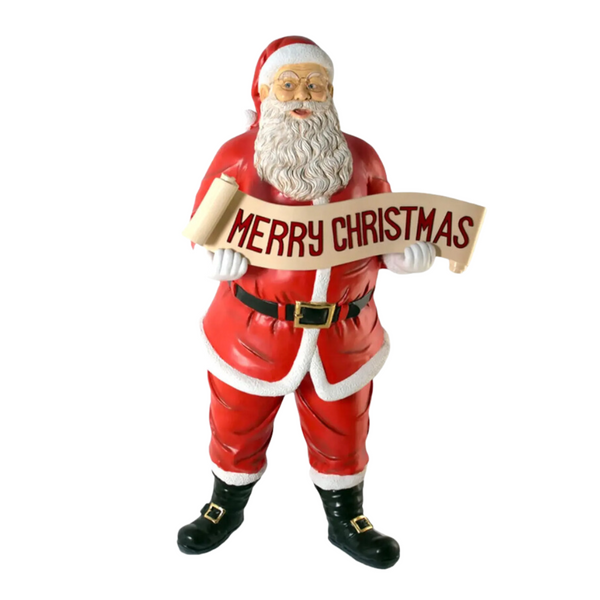 5' Santa with Christmas Banner