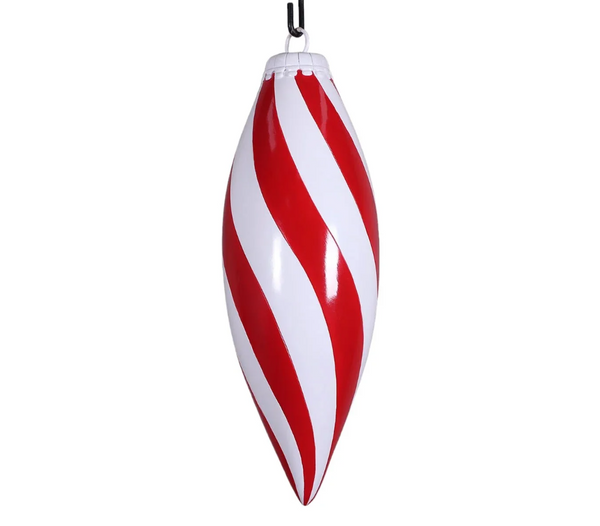 38" Red/White Finial Drop Ornament