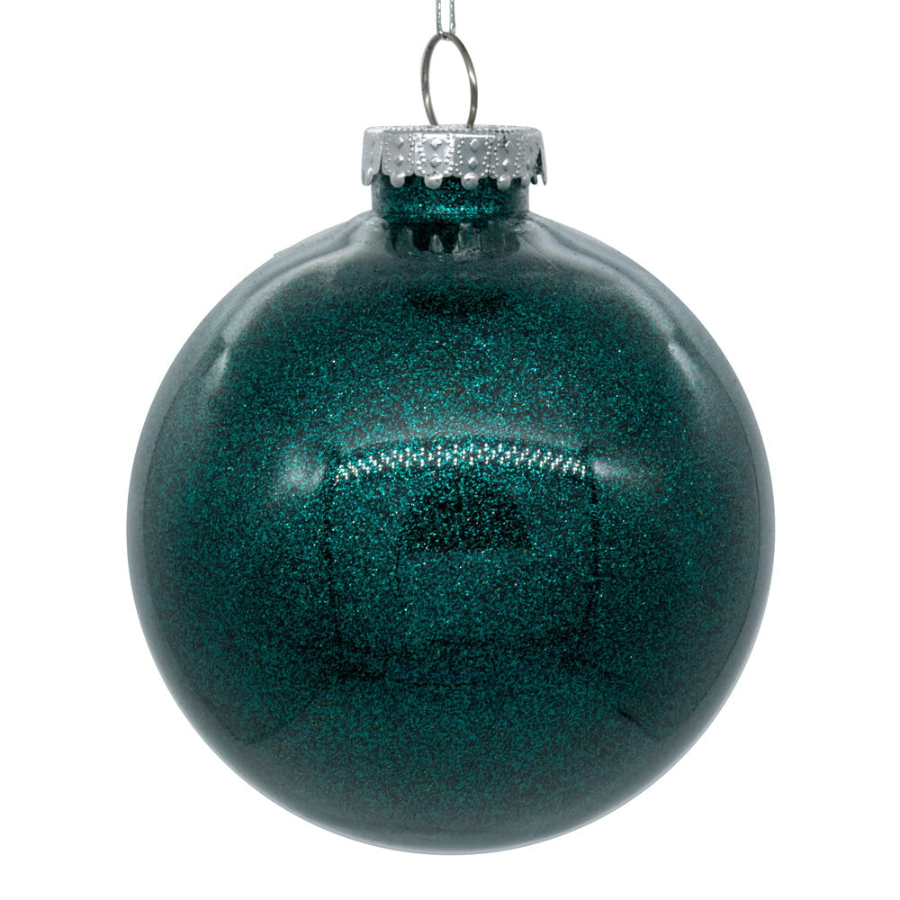 3" Glitter Clear Ball Ornament - Sea Blue - Set of 12 Sea Blue — view 2