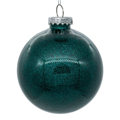 3" Glitter Clear Ball Ornament - Sea Blue - Set of 12 Sea Blue — view 2