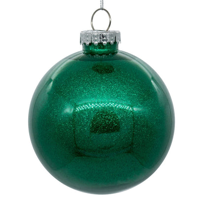 3" Glitter Clear Ball Ornament - Seafoam - Set of 12 Seafoam — view 3