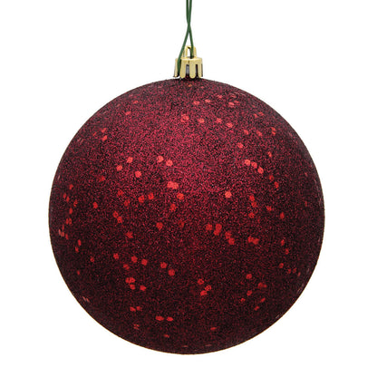 8" Shatterproof Ball Ornament - Burgundy - Sequin 8" (Single)- Sequin — view 3
