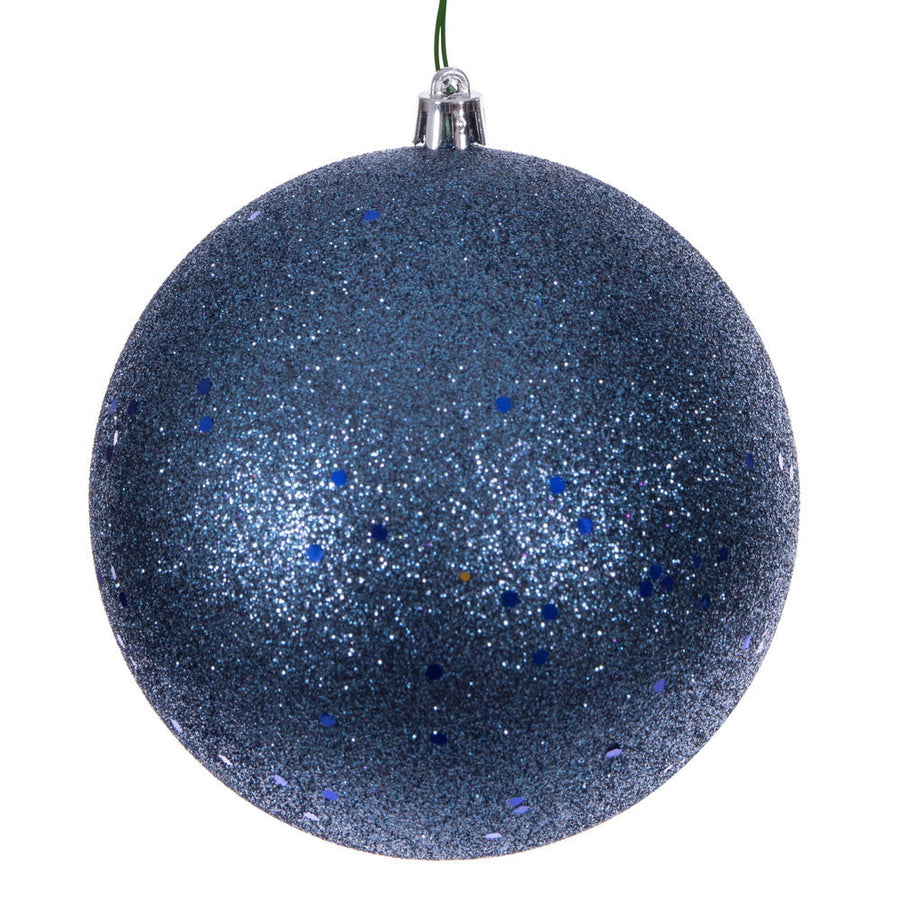 8" Shatterproof Ball Ornament - Denim Blue - Sequin