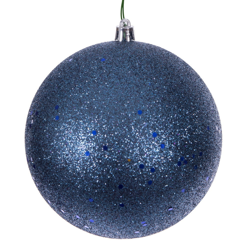 6" Shatterproof Ball Ornament - Denim Blue - Sequin - Bag of 4 6" (Set of 4)- Sequin — view 1
