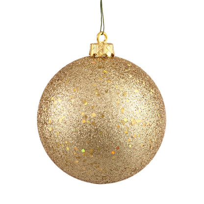 4" Shatterproof Ball Ornament - Gold - Sequin - UV Treated - Bag of 6 4" (Set of 6)- Sequin — view 4