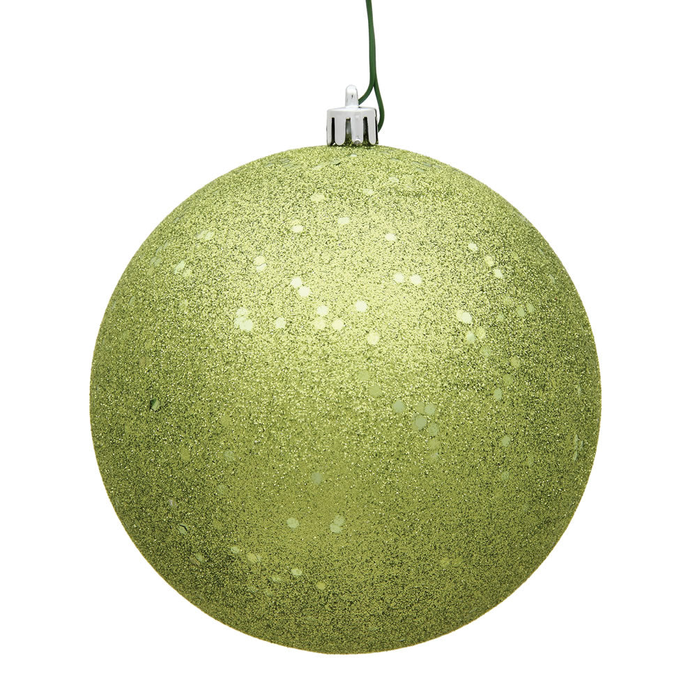 4" Shatterproof Ball Ornament - Lime - Candy - UV Treated 6" (Set of 4)- Sequin – Bag of 4 — view 4