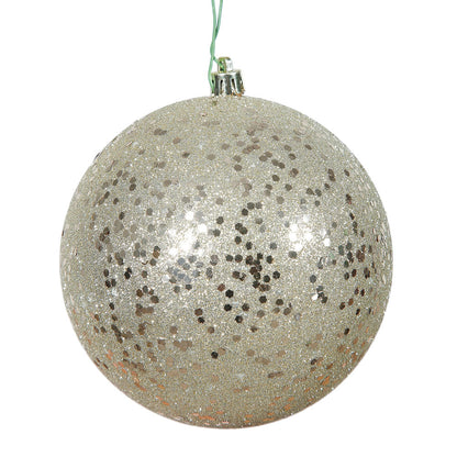 4" Shatterproof Ball Ornament - Champagne - Pearl - UV Treated 8" (Single)- Sequin — view 3