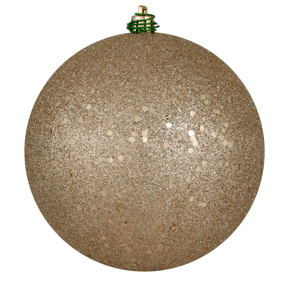 4" Shatterproof Ball Ornament - Oat - Glitter - Bag of 6 — view 5