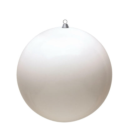 4" UV Treated Ball Ornament - White - Shiny - Set of 6 Shiny (UV) — view 1