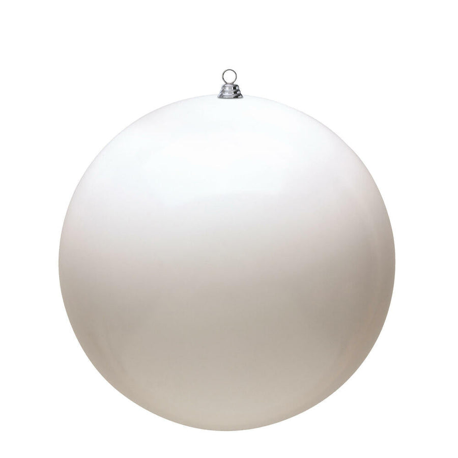 4" UV Treated Ball Ornament - White - Shiny - Set of 6 Shiny (UV) – Bag of 6