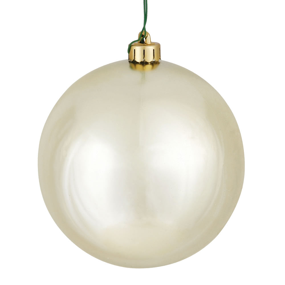 4" Shatterproof Ball Ornament - Champagne - Matte - UV Treated 6" (Set of 4)- Shiny (UV) – Bag of 4 — view 4
