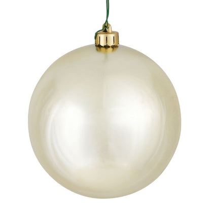 4" Shatterproof Ball Ornament - Champagne - Matte - UV Treated 6" (Set of 4)- Shiny (UV) – Bag of 4 — view 4