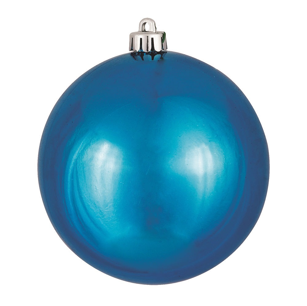 4" Shatterproof Ball Ornament - Turquoise - Shiny - UV Treated 8" (Single)- Shiny (UV) — view 3