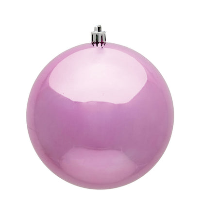 4" Shatterproof Ball Ornament - Purple - Candy - UV Treated - Set of 6 10" (Single)- Shiny (UV) — view 3