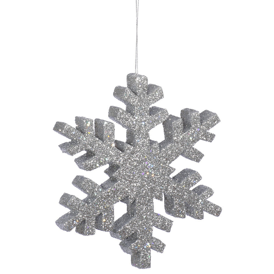 14" Outdoor Glitter Snowflake Ornament - Silver Silver- 18"