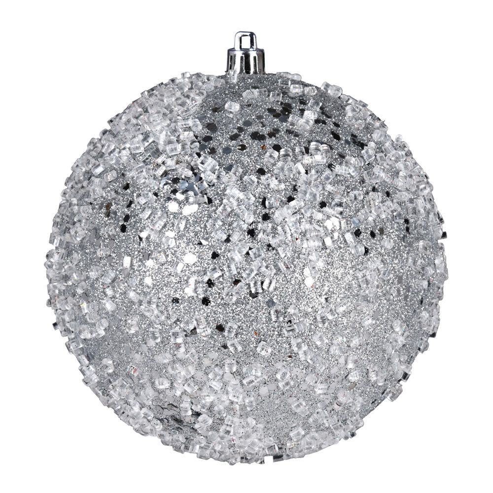 4" Glitter Hail Ball Ornament - Silver Silver — view 4