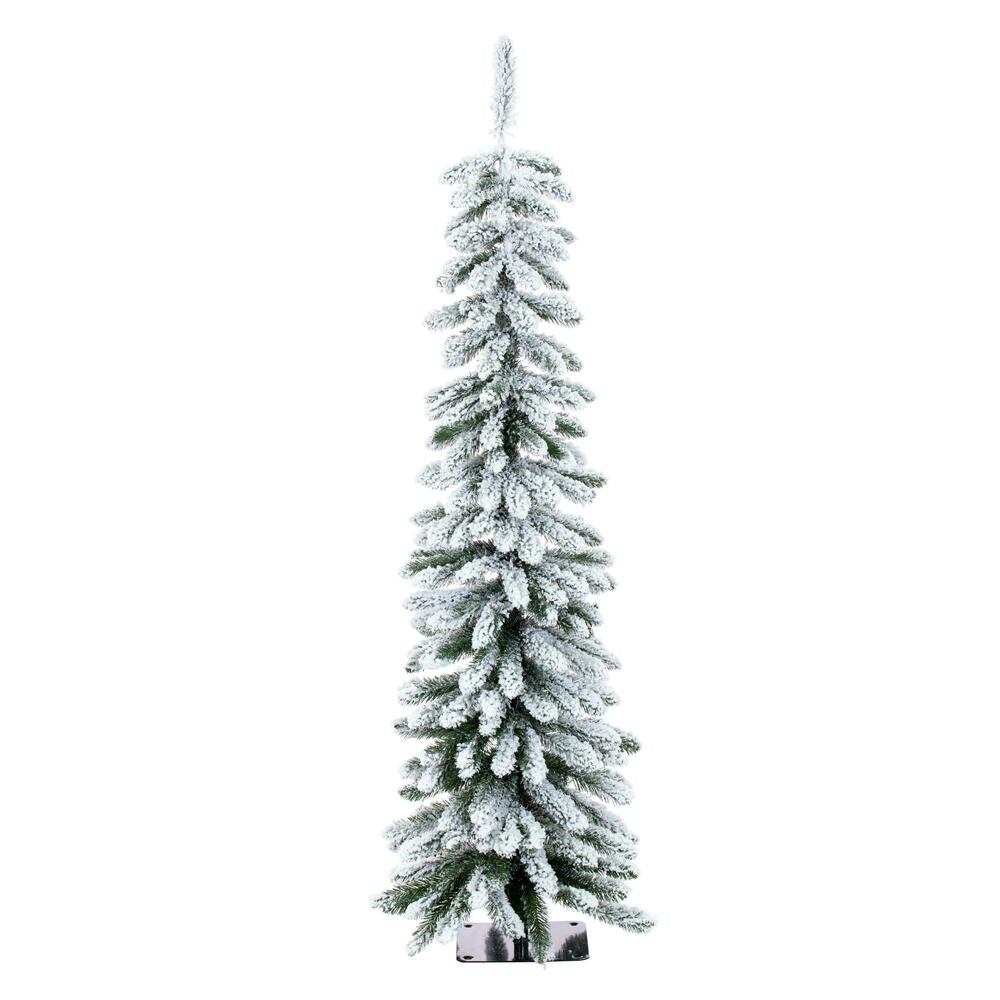 4.5' Snowy Flocked Alpine Accent Tree - Prelit 4.5' x 17"- Warm White