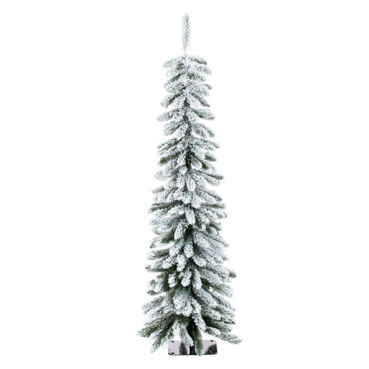 4.5' Snowy Flocked Alpine Accent Tree - Prelit 4.5' x 17"- Warm White