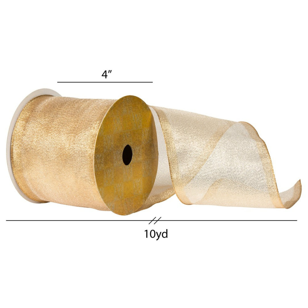 10" Ribbon - Shiny Wired - 10 Yard Roll - Champagne Champagne — view 1