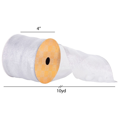 4" Ribbon - Shiny Wired - 10 Yard Roll - Silver Silver — view 1